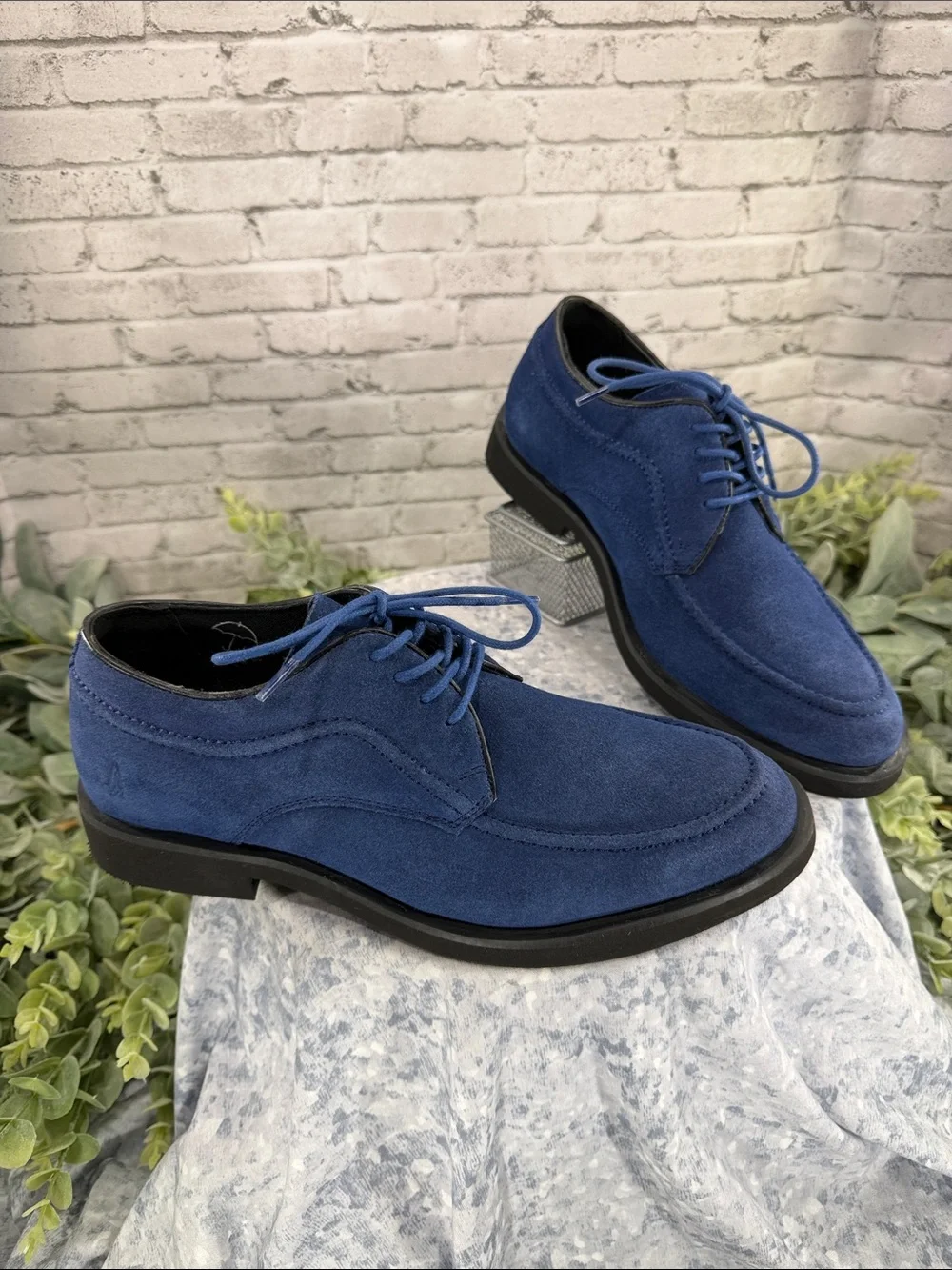 HUSH PUPPIES x ELVIS - Rare Blue Suede Round Toe Casual Oxfords - Mens 7M 💙 EUC